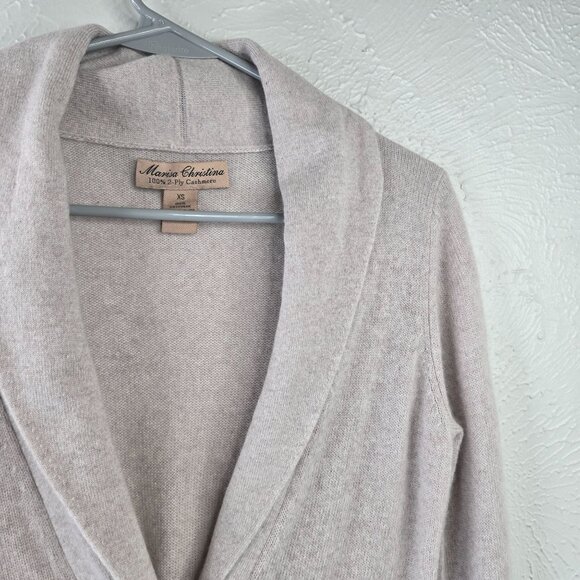 Cashmere Cardigan Sweater XS Long Line Shawl Collar One Button Preppy Minimalist - Picture 9 of 12